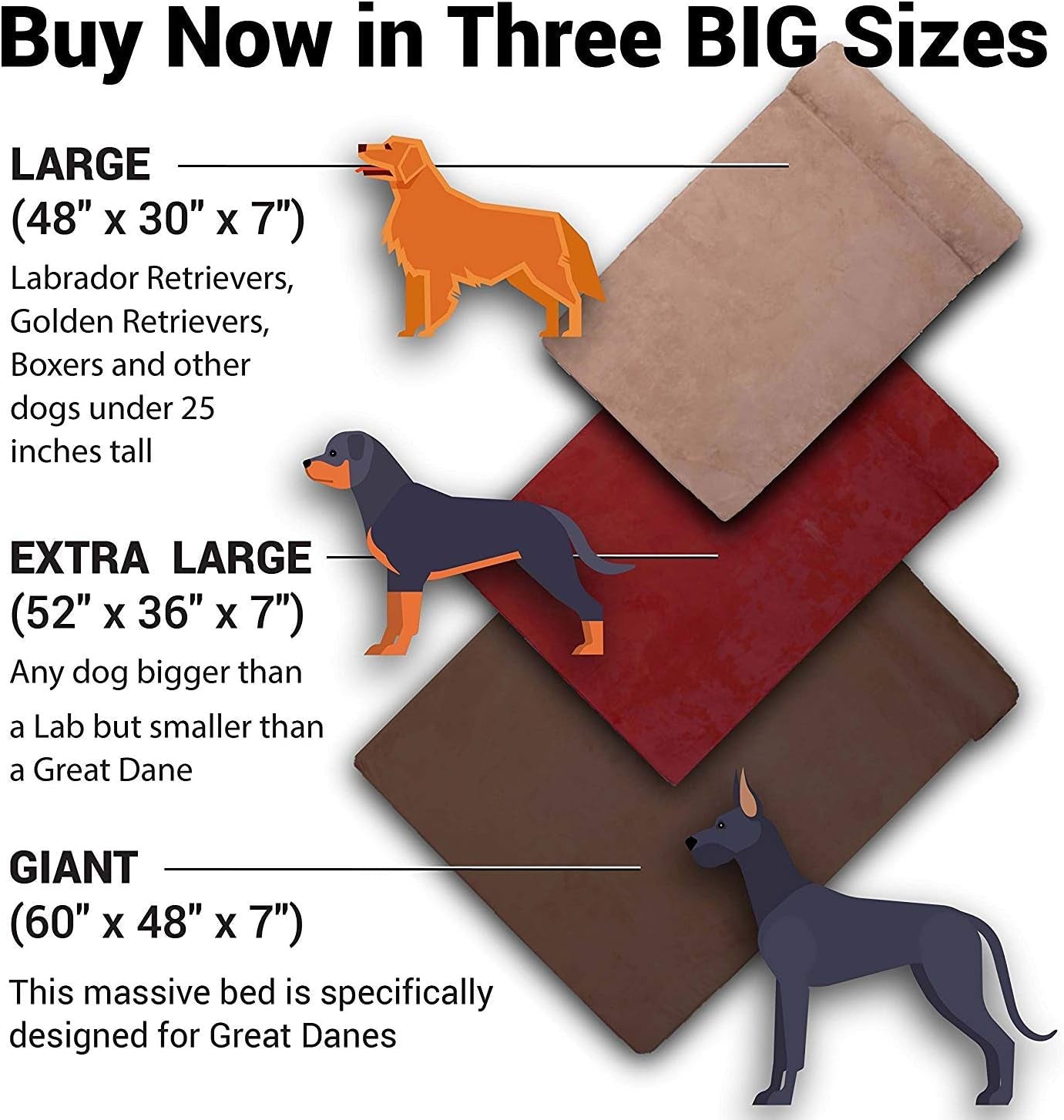 Barker Beds XL Orthopedic Dog Bed - 7" Pillow Top with Headrest - 75-120 Lbs - Memory Foam for Joint Pain & Arthritis - Vet Recommended, Washable Cover - Made in USA - 52"X36"X7" - Charcoal