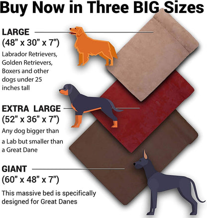 Barker Beds XL Orthopedic Dog Bed - 7" Pillow Top with Headrest - 75-120 Lbs - Memory Foam for Joint Pain & Arthritis - Vet Recommended, Washable Cover - Made in USA - 52"X36"X7" - Charcoal
