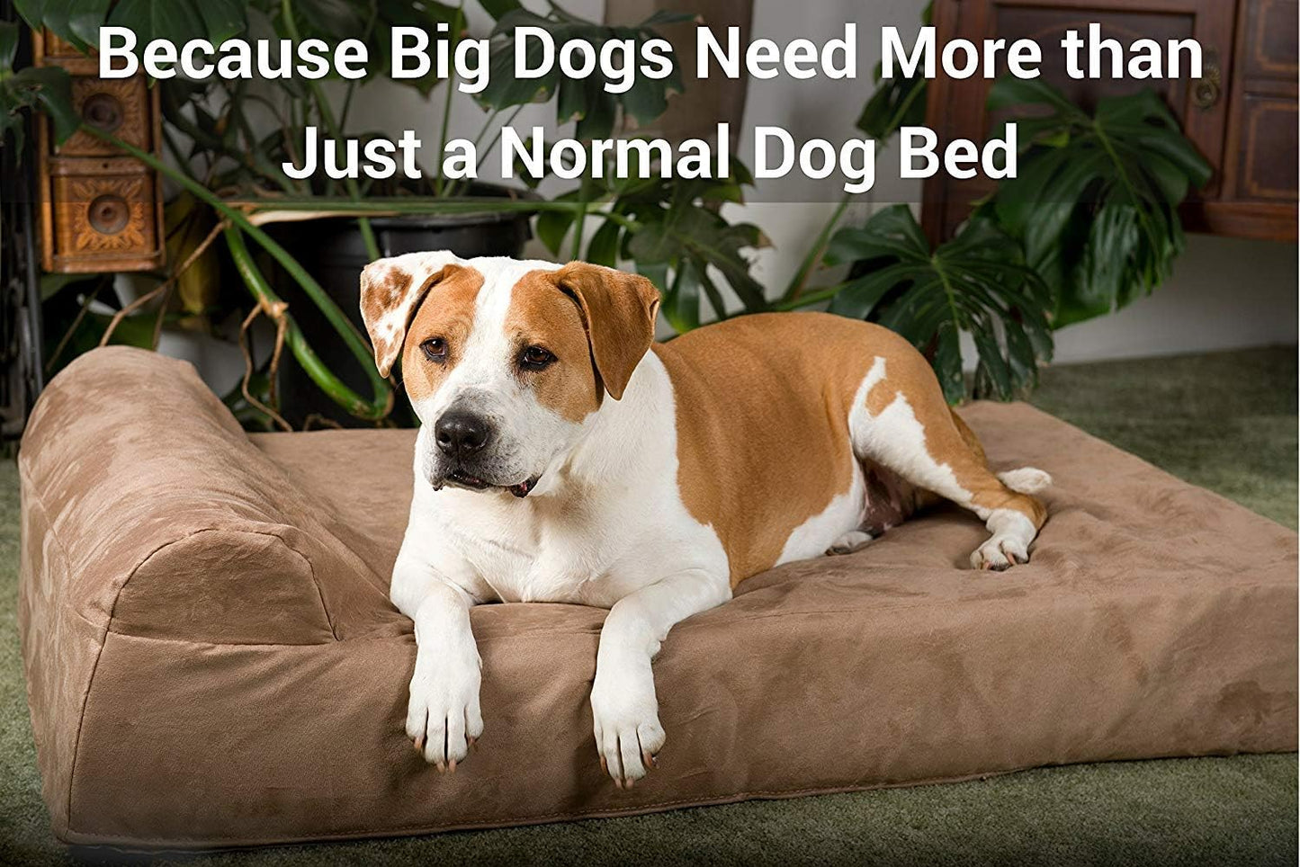 Barker Beds XL Orthopedic Dog Bed - 7" Pillow Top with Headrest - 75-120 Lbs - Memory Foam for Joint Pain & Arthritis - Vet Recommended, Washable Cover - Made in USA - 52"X36"X7" - Charcoal